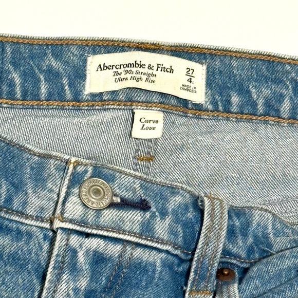 Abercrombie Ultra High Rise Curve Love The 90s Straight Jean Sz 27 / 4L - Picture 4 of 4
